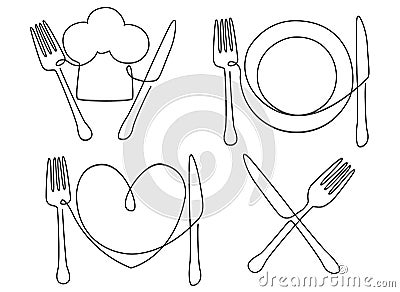 Cultery and plate Vector Illustration