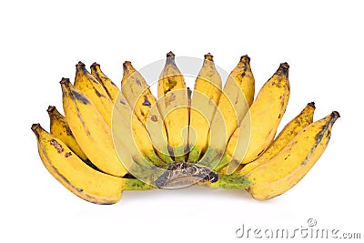 Cultivate Yellow Asian banana isolated on white Stock Photo