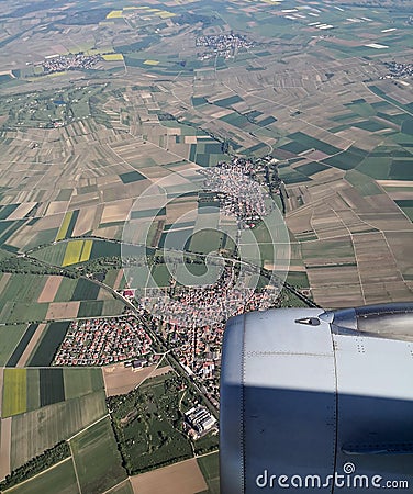 Cultivated ground seen from plane Stock Photo