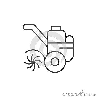 Cultivator or tiller line icon Vector Illustration