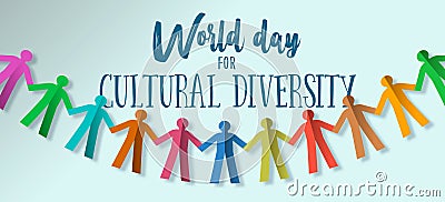 Cultural Diversity Day banner of paper people team Vector Illustration