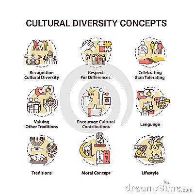 Cultural diversity concept icons set Vector Illustration