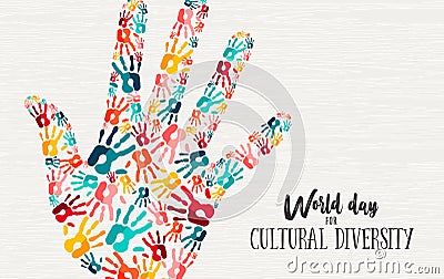 Cultural Diversity Day diverse hand concept card Vector Illustration