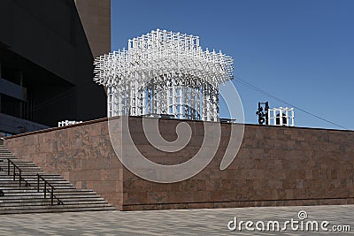 Cultural historical center on the Yenisei embankment. Russia, Krasnoyarsk June 2021. Editorial Stock Photo