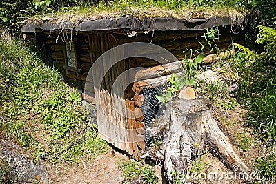 Cultural - historical monument defensive guerrilla bunker over the Black Stone in the Ilanovska valley in Liptov Stock Photo