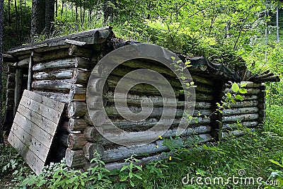 Cultural - historical monument: partisan victualling-yard in the Besna locality in the Ilanovska valley in Liptov Stock Photo