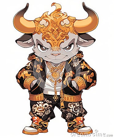 Cultural Richness Unleashed: Chinese New Year Featuring Golden Ornament Animal Zodiac Bull Stock Photo