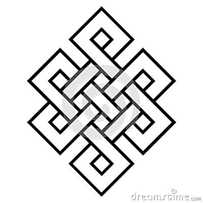 Cultural symbol of buddhism endless knot Vector Illustration