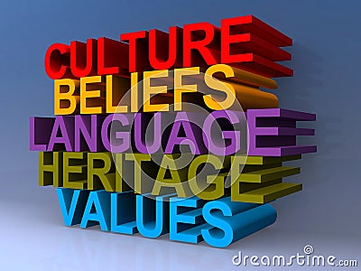 Culture beliefs language heritage values Stock Photo