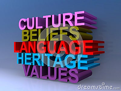 Culture beliefs language heritage values Stock Photo