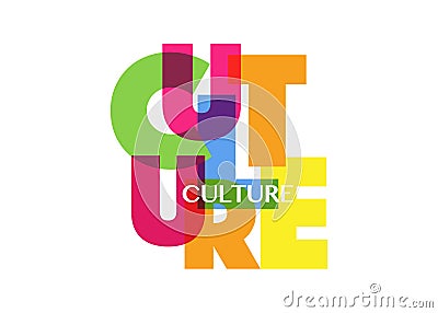 Culture concept letters banner, colorful vector typography logo, isolated on white background Vector Illustration