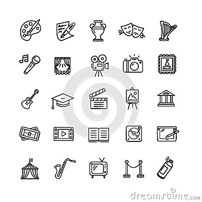 Culture and Creative Fine Art Icons Set. Vector Vector Illustration