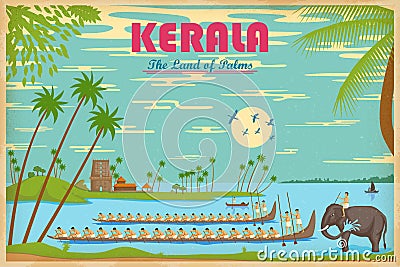 Culture of Kerala Vector Illustration