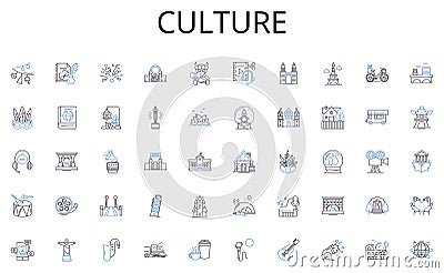 Culture line icons collection. iOS, Android, ReactNative, Flutter, Swift, Kotlin, Java vector and linear illustration Vector Illustration