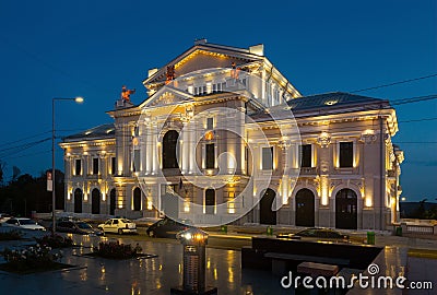 Culture Palace in Drobeta Turnu-Severin in evening Stock Photo