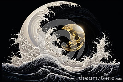 Abstract and surreal Yin Yang symbol or sign illustration Cartoon Illustration