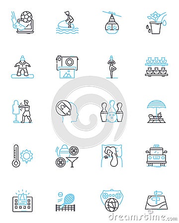 Culture Shock linear icons set. Disorientation, Alienation, Confusion, Frustration, Insecurity, Anxiety, Homesickness Vector Illustration