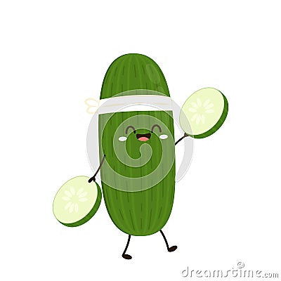 Cucumber. Cute cartoon vegetable vector character isolated. Vector Illustration