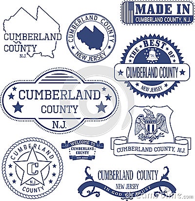 Cumberland county, NJ, generic stamps and signs Vector Illustration