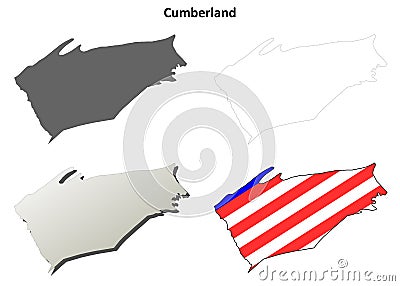 Cumberland County, Pennsylvania outline map set Vector Illustration