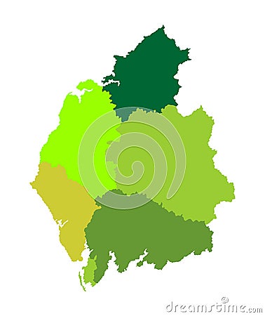 Cumbria map of province in England with states. Vector Illustration