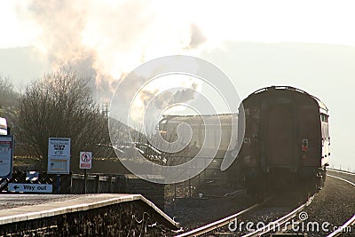 Cumbrian Mountain Express leaving Garsdale station Editorial Stock Photo