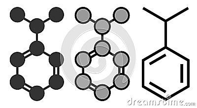 Cumene (isopropylbenzene) aromatic hydrocarbon molecule Vector Illustration