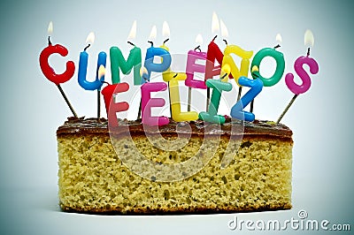 Cumpleanos feliz, happy birthday in spanish Stock Photo