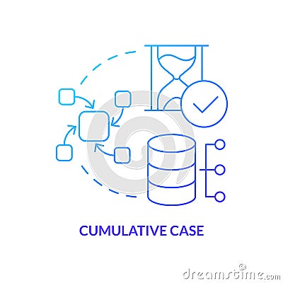 Cumulative case blue gradient concept icon Vector Illustration