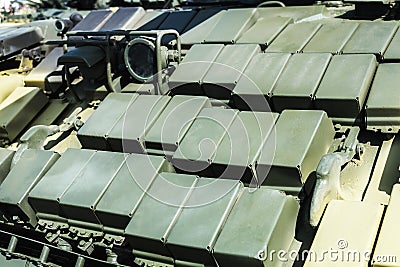 Cumulative protection installed on tanks and other armored Stock Photo