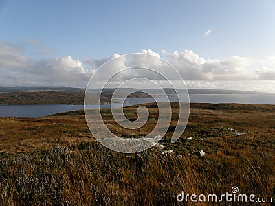 Cumulus Clouds Float over the Mull of Kintyre Stock Photo