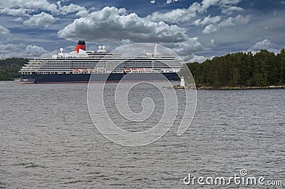 Cunard Queen Victoria navigate the Stockholm Archipelago on the Ba Editorial Stock Photo