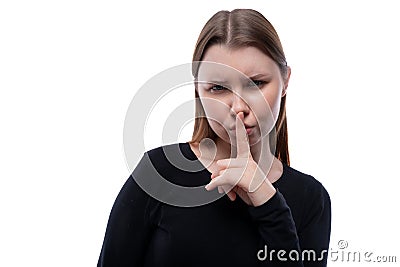 Cunning schoolgirl with blond hair on a white background Stock Photo