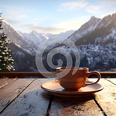 cup of aromatic coffee sits on a surface, offering a moment of relaxation and contemplation. Stock Photo