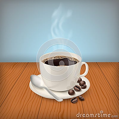 Cup with black classic espresso on the table Vector Illustration