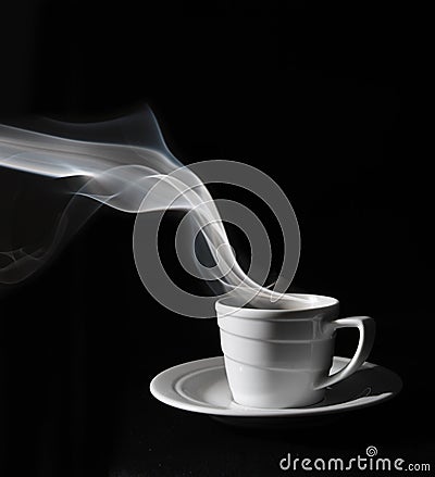 Cup black coffee, steam Stock Photo