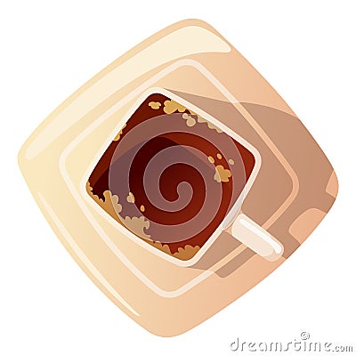 A cup of black coffee top view. Realistic vector Vector Illustration