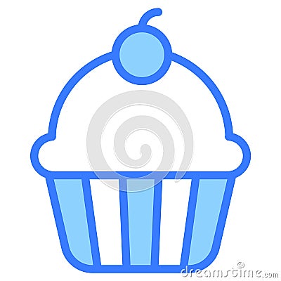 cup cake blue outline icon, Merry Christmas and Happy New Year icons for web and mobile design Vector Illustration