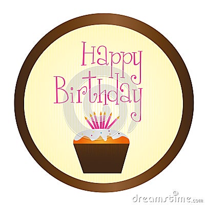 Cup cake happy birthday Vector Illustration