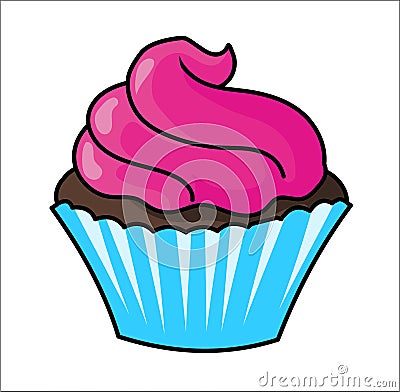 Cup cake pink Vector Illustration