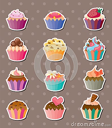Cup-cake stickers Vector Illustration