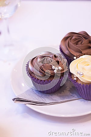 Cup cakes desserts in wedding party Stock Photo