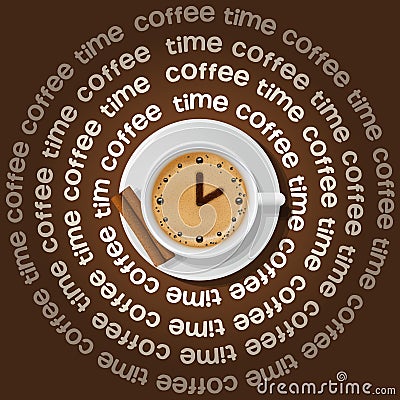 Cup of clock in cappuccino Vector Illustration