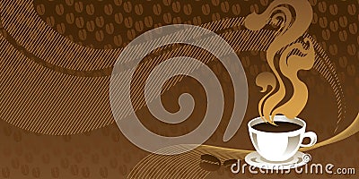 Cup of coffee with abstract background. Vector Illustration