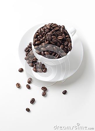 A cup coffee and beans Stock Photo
