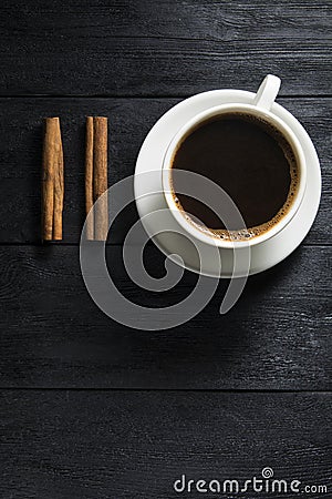 Cup of coffee on wooden table Stock Photo