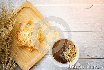 Cup of coffee and bread, barley Stock Photo