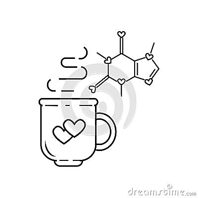 Cup of coffee with caffeine formula Vector Illustration