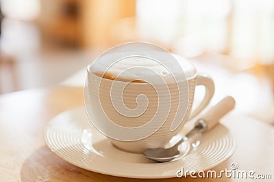 Cup of coffee cappuccino art Stock Photo