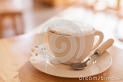Cup of coffee cappuccino art Stock Photo